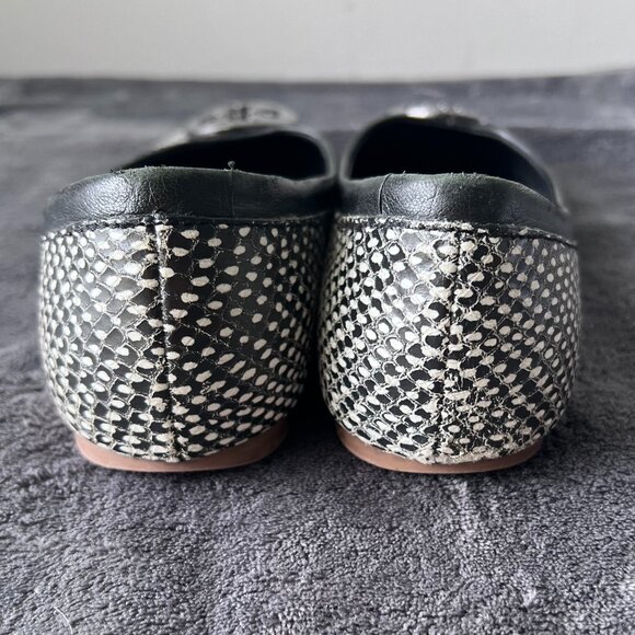 Tory Burch Reva Flat Snake Skin with Black/Pewter Hardware Size 8 - Picture 2 of 8